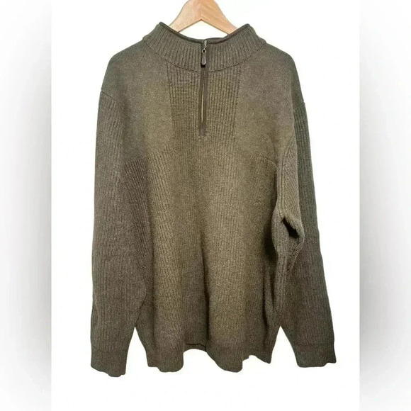 L.L. Bean 100% Merino Lambs Wool Quarter Zip Sweater Mens Size XXL-TALL - Picture 1 of 14